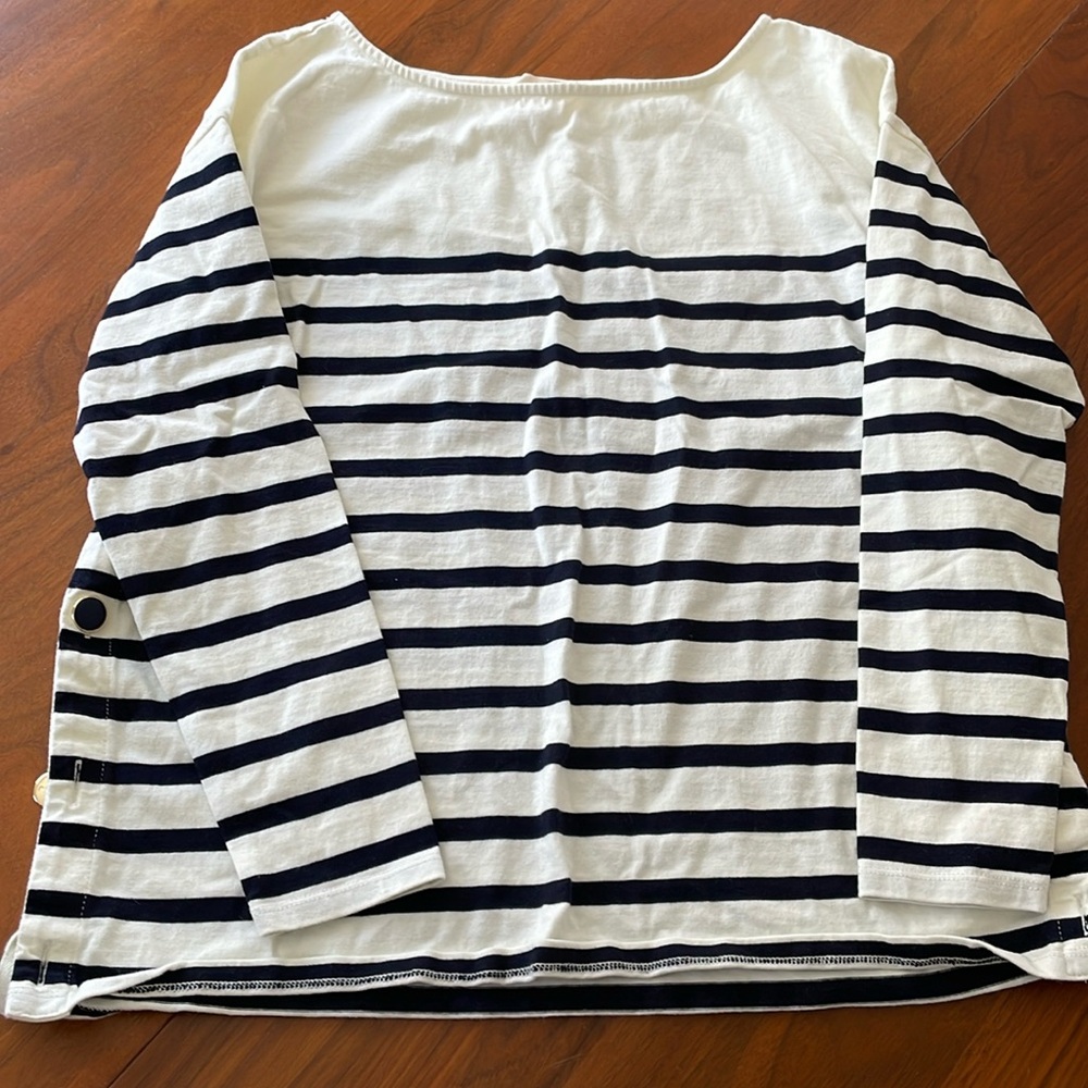 Sezane Boxy White and Cream Blouse